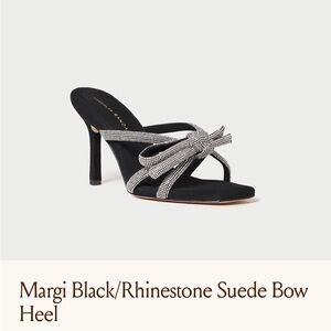 LOEFFLER RANDALL Marg Black Rhinestone Suede Bow Heel; New w/Box; Size 8.5 M;